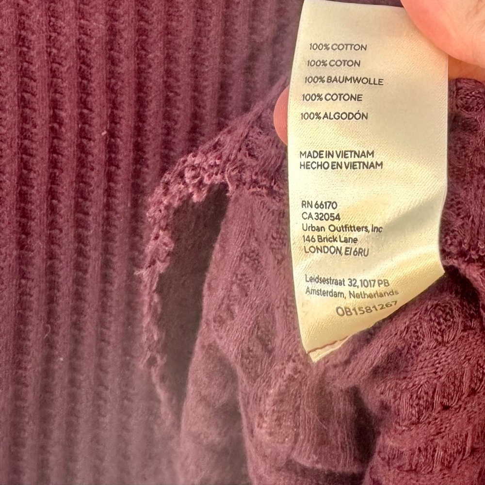 NWT Free People Waffle Knit Hooded Pullover Burgundy Size Small - Picture 3 of 7